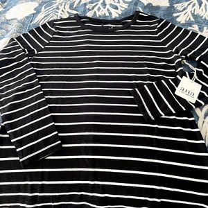 NWT a.n.a. Long sleeved T-Shirt.  Black with white stripes.